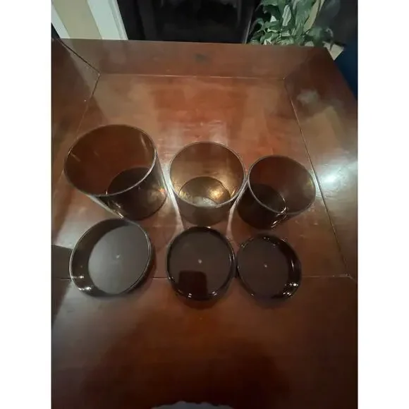Vintage San Remo Plexiglas Cosmoplast Brown Nesting Containers Canisters Set 3 - Picture 5 of 14